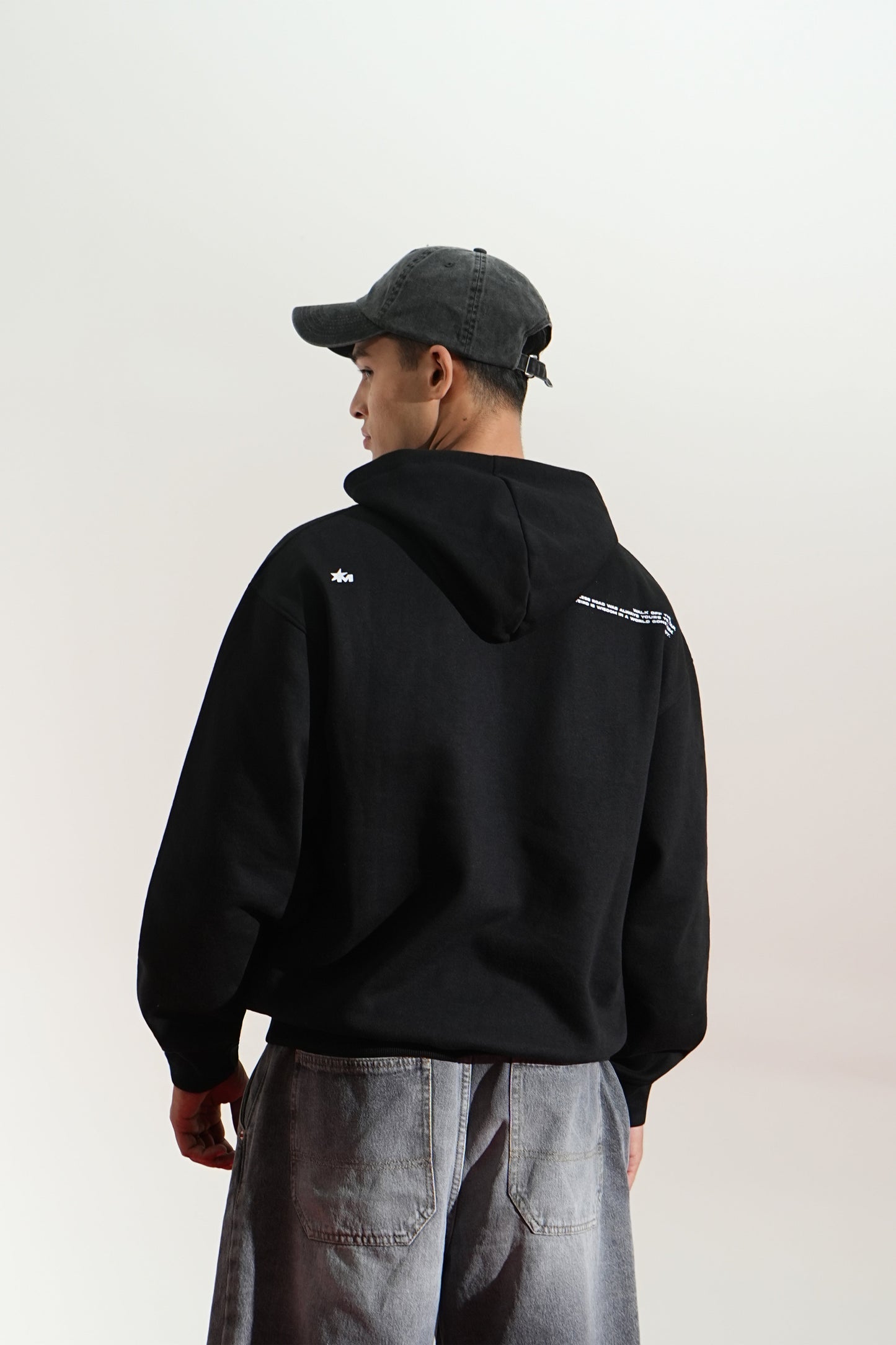 Black Oversized Printed Aura Hoodie