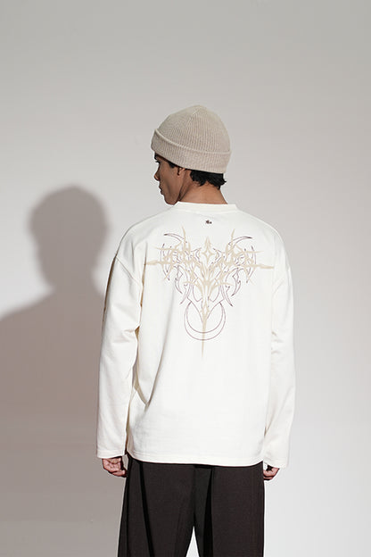 Inferno Printed Cream Oversized Sweatshirt Main Character