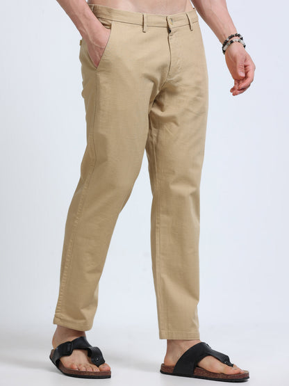 Raw Linen Pants - Beige