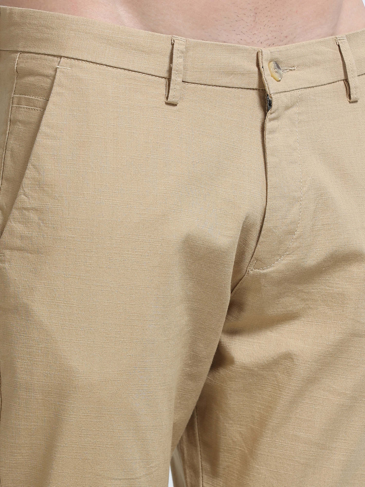 Raw Linen Pants - Beige