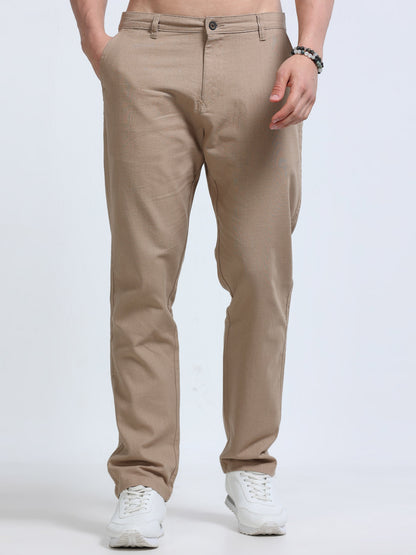 Raw Linen Pants - Khaki