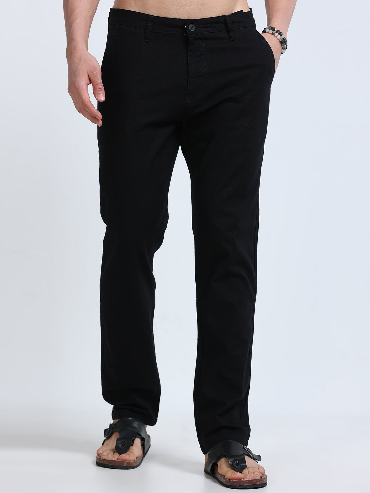 Raw Linen Pants - Black