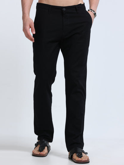Raw Linen Pants - Black