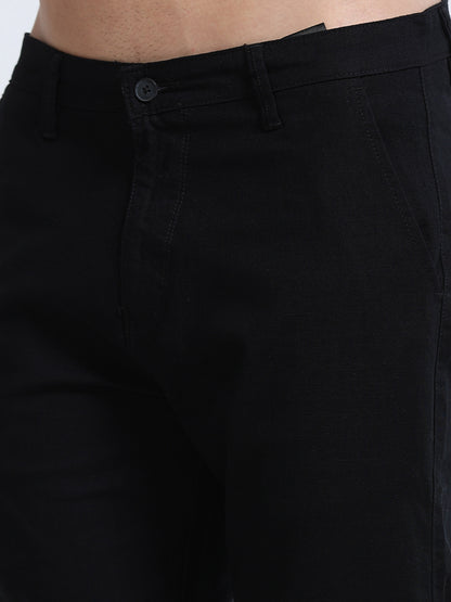 Raw Linen Pants - Black