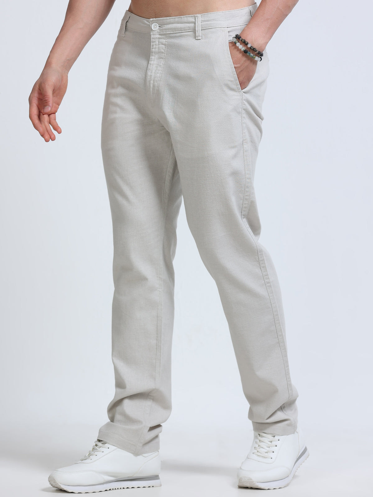 Raw Linen Pants - White