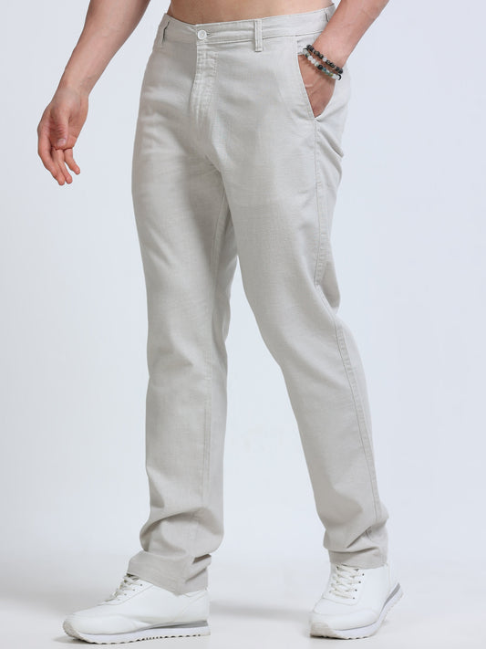 Raw Linen Pants - White