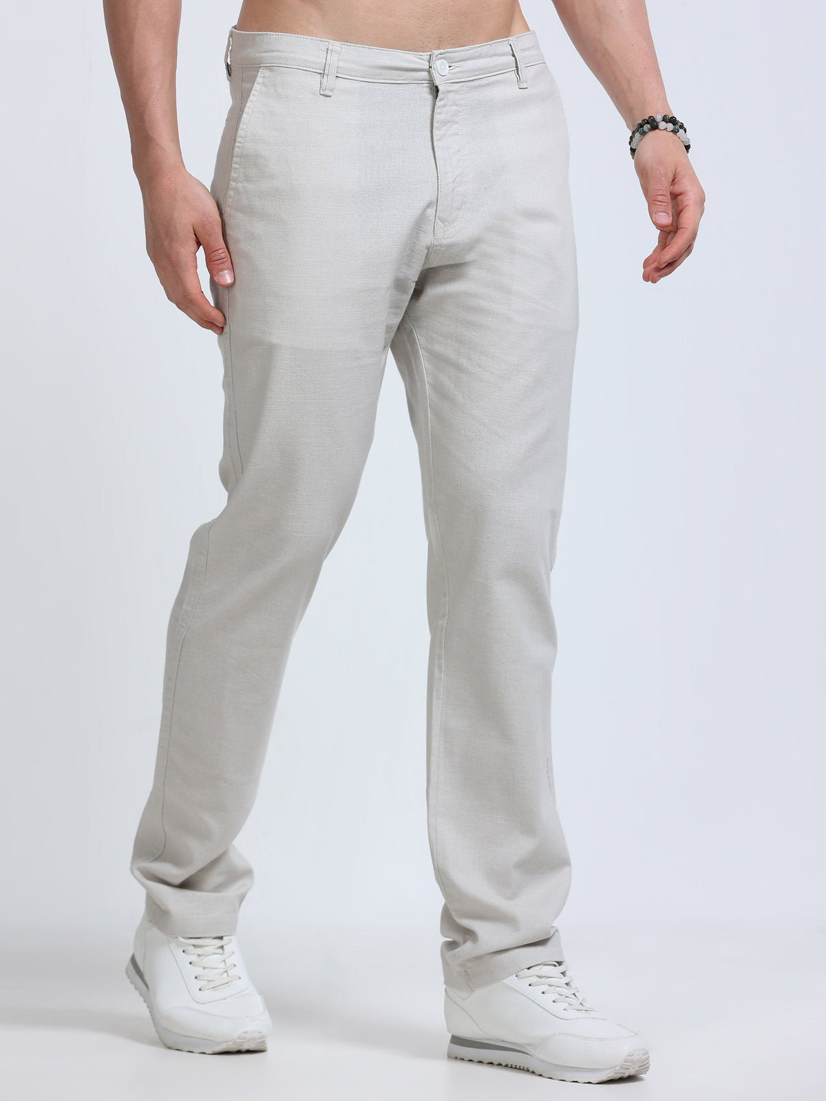Raw Linen Pants - White