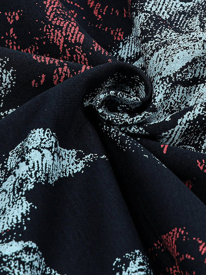 Men's Printed Navy Blue Regular Hooded Zipper Engyne