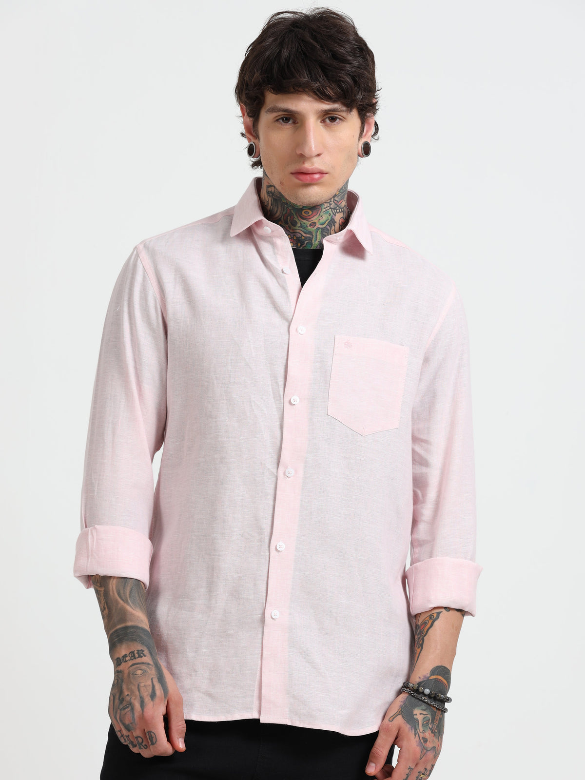 Pink Pure Linen Shirt