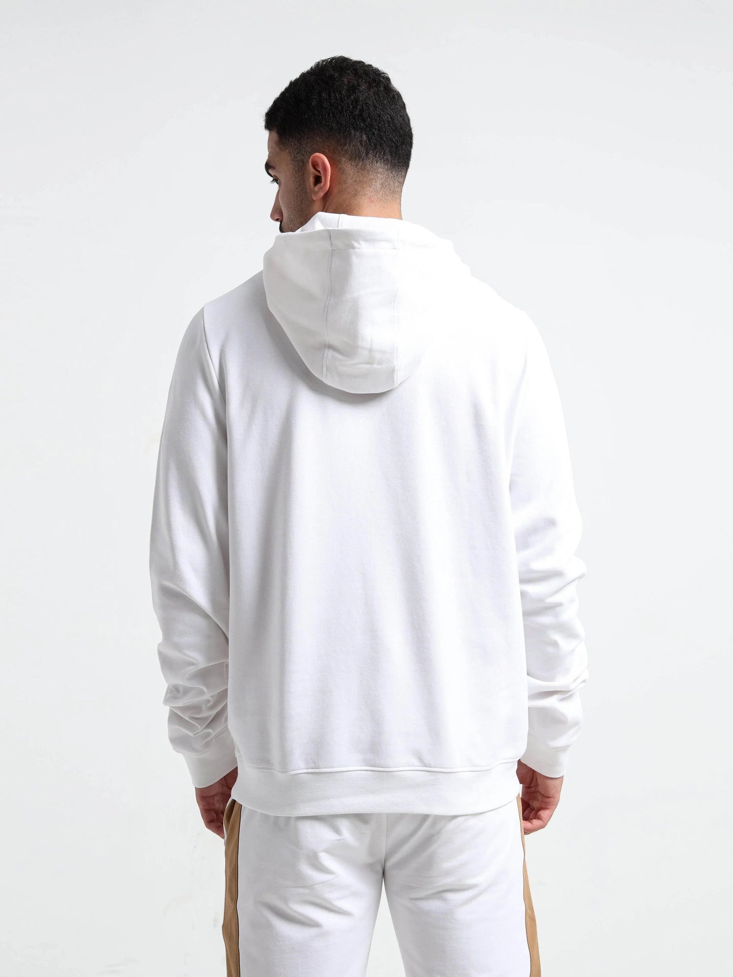 Signature Flag Rougen Platted Interlock White Hoodie Mens