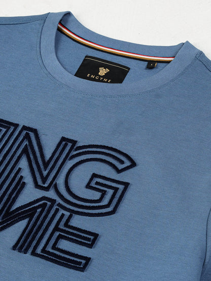 Men's Embroidered Blue Regular Sweatshirt Engyne