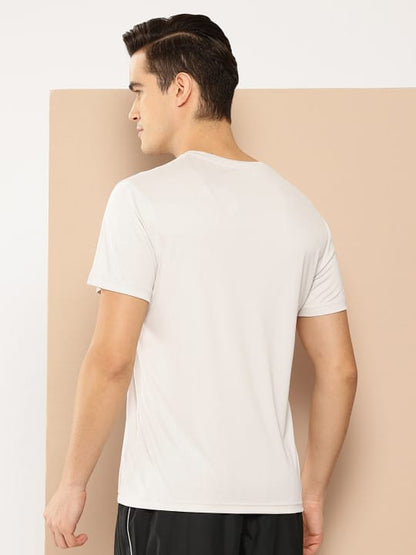 Alcis Men Light Grey Anti-Static Soft-Touch Slim-Fit Sports for All Round Neck Wonder T-Shirt