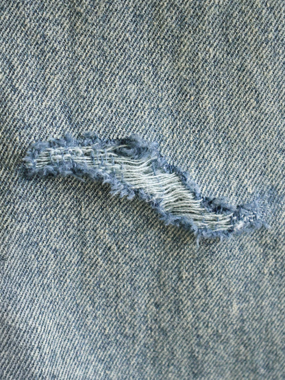 Retro Blue Tinted Ripped Super Wide Leg Jeans