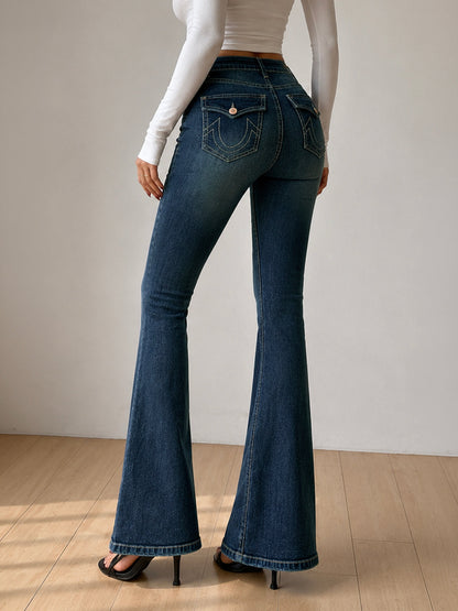 Northern Blue Flap Pocket Y2K Bootcut Jeans