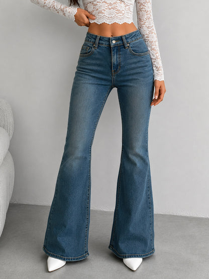 Premium Vintage Aqua Blue Washed Bootcut Jeans