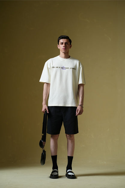 Call Me Printed Cream Oversized T-Shirt Main Character