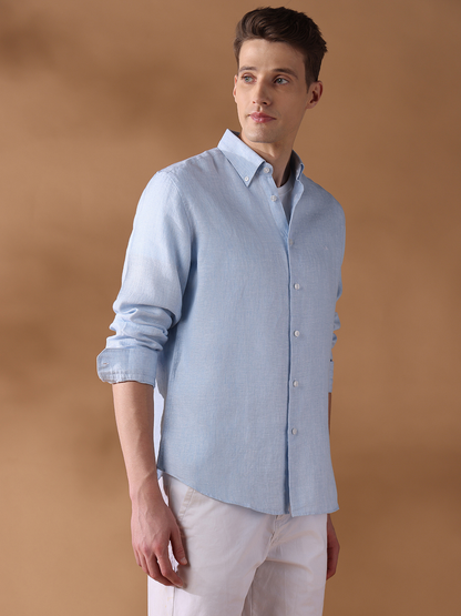Blue Regular Fit Solid Casual Shirt for Men (LILA)