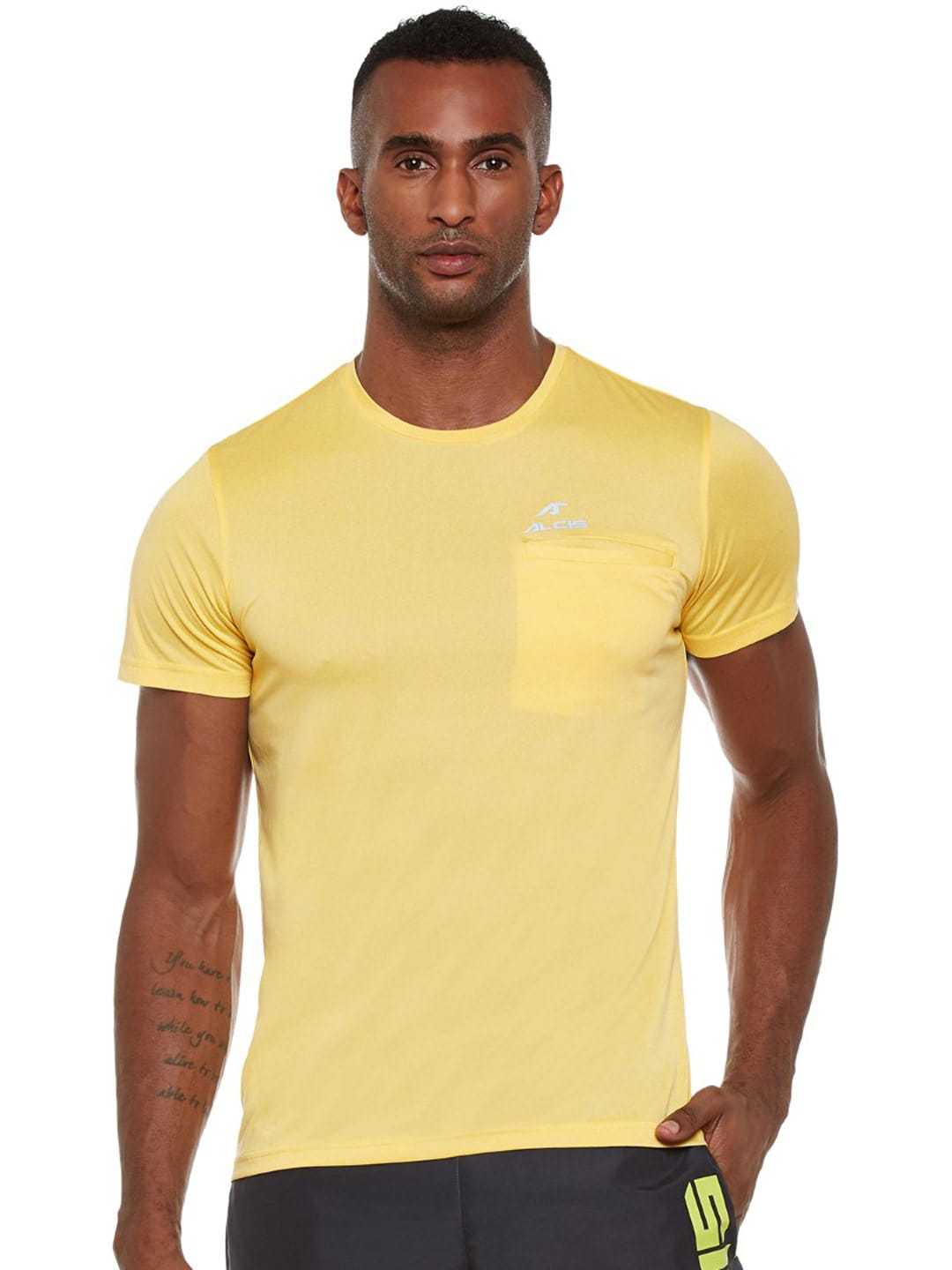 Alcis Yellow Round Neck T-Shirt 100MTE112-S