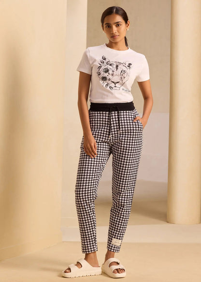 iCotton Houndstooth Tapered Pants Alonge