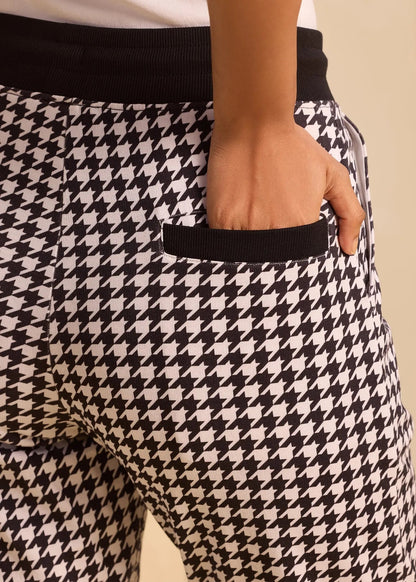 iCotton Houndstooth Tapered Pants Alonge