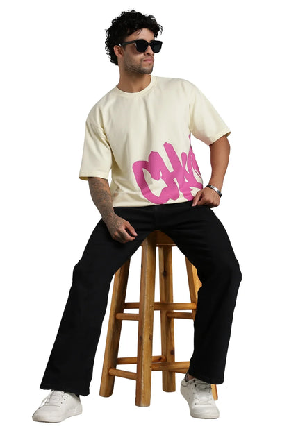 Beige Chaotic Oversized T-Shirt