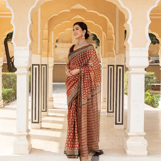 Brown Buta Doria Saree
