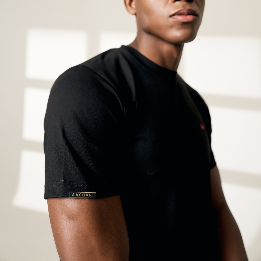 Classic Initial Black Tee Aachari