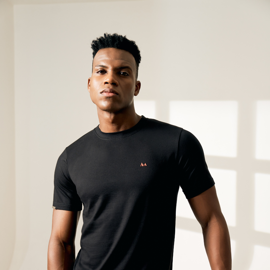 Classic Initial Black Tee Aachari