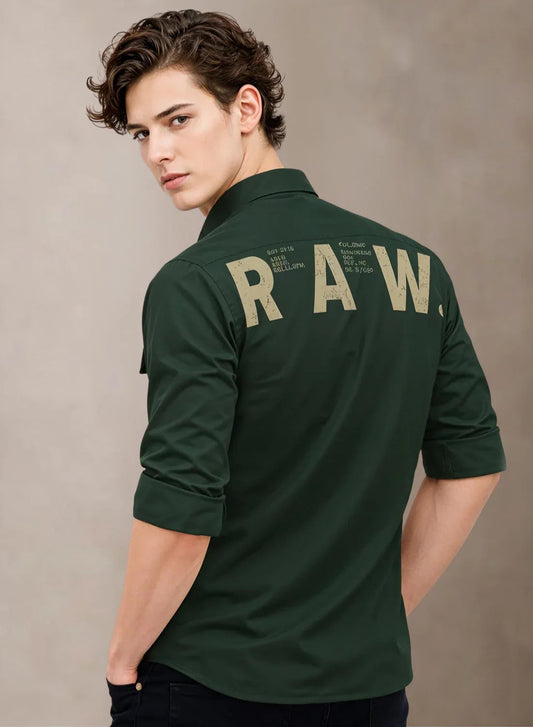 Adro Mens Cotton Twill Cargo Shirt Green| Stylish Outdoor Travel Shirt Green