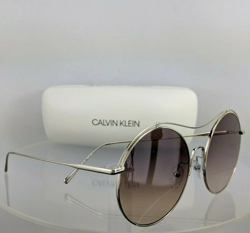 Calvin Klein Jean UV-Protected Grey Round Shiny Gold Framed Sunglasses