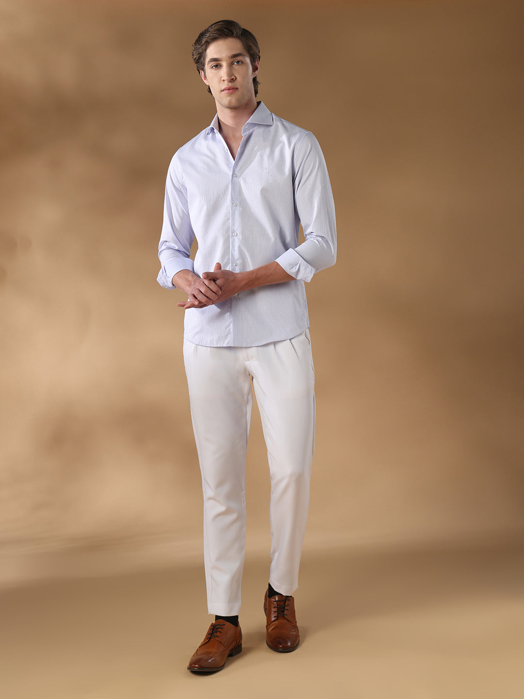 Lavender Slim Fit Formal Cotton Shirt for men (CODIC)