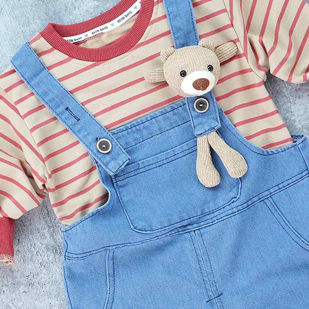 Brown tee , Long Teddy toy Dungary Style 2 pc clothing set for Toddlers and Kids