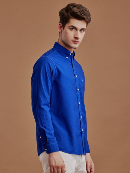 Aldeno Men Oxford Royal Blue Casual Shirt (GOIND)