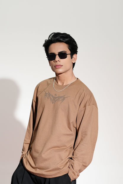 Vengeance Printed Brown Oversized Sweatshirt Main Character