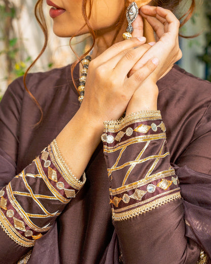 Umber Tamba Work Chanderi Suit Set