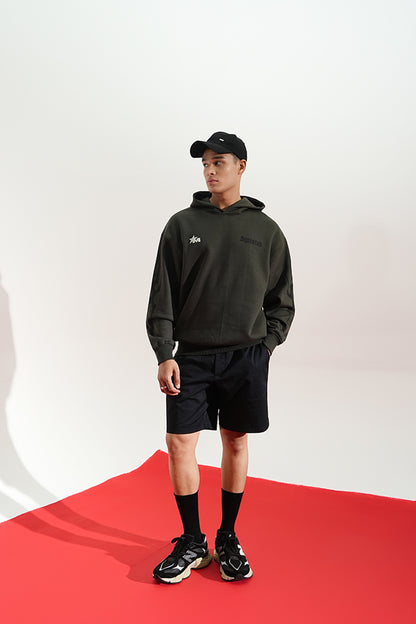 Reckless Printed Oversized Green Hoodie Main Character
