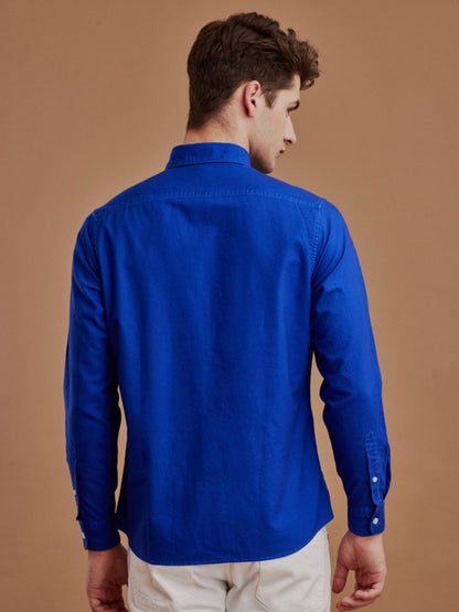 Aldeno Men Oxford Royal Blue Casual Shirt (GOIND)