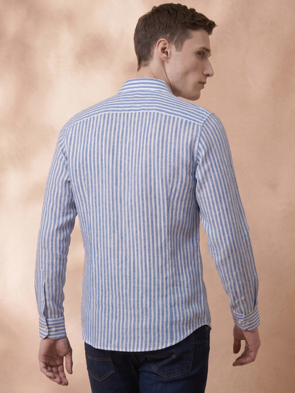 Regular Fit Linen Blue Casual Shirt for Men (JARIN)