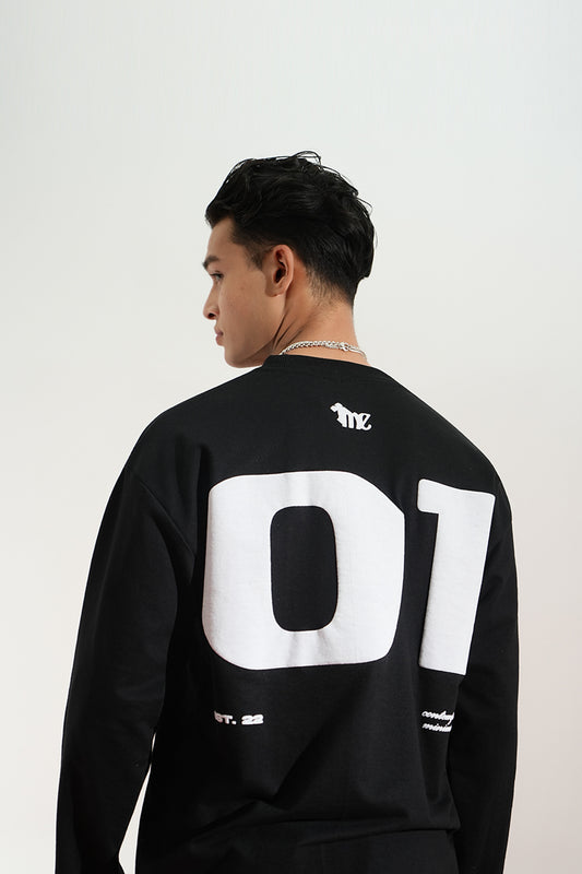 Midnight Eco Printed Oversized Black T-Shirt Main Character