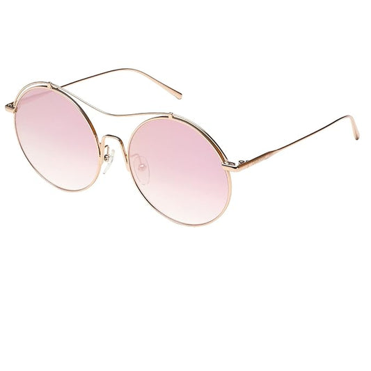 Calvin Klein Gold Full-rim Frame Pink Round Lens Sunglasses