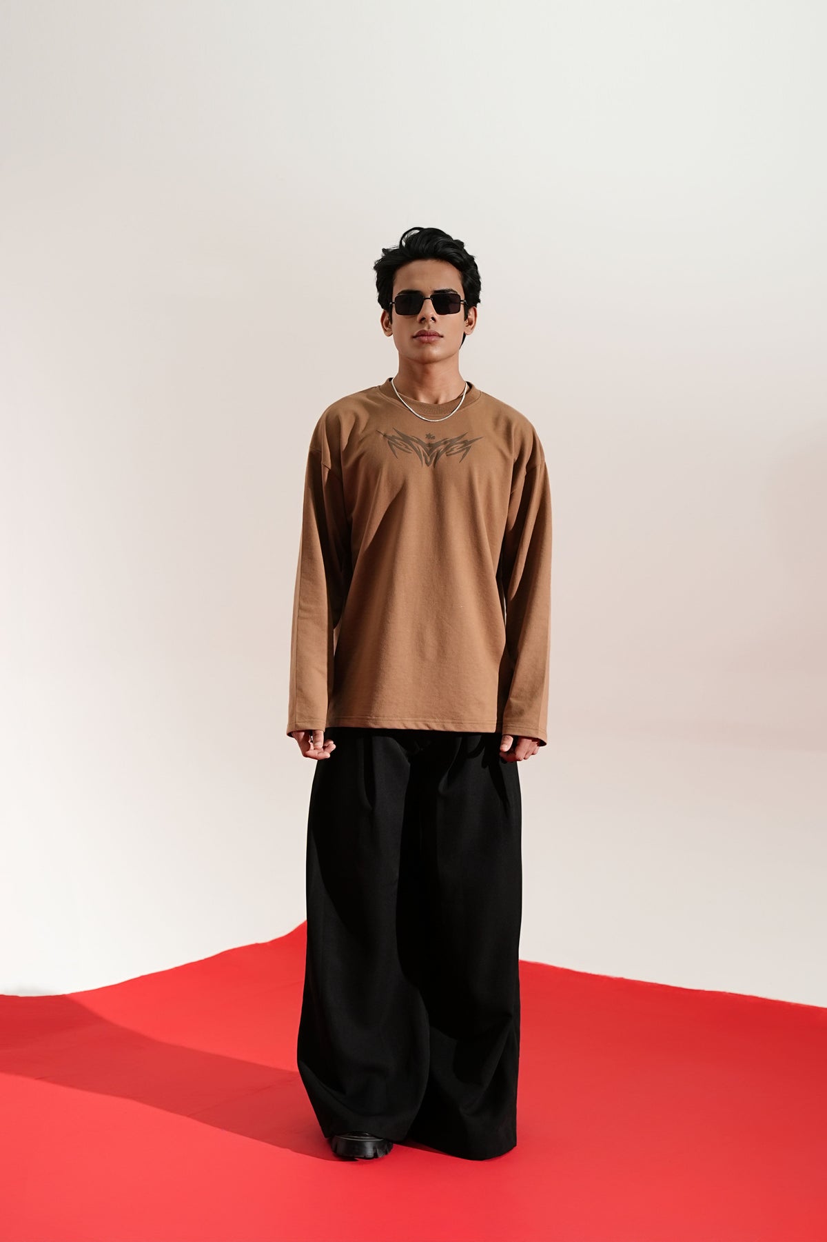 Vengeance Printed Brown Oversized Sweatshirt Main Character