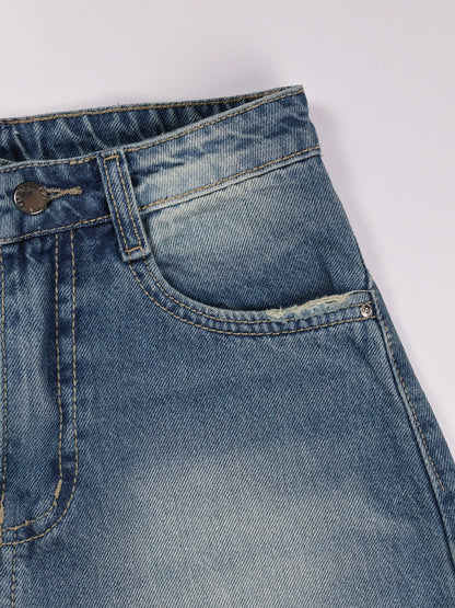 Airy Blue Washed Wide Leg Jeans