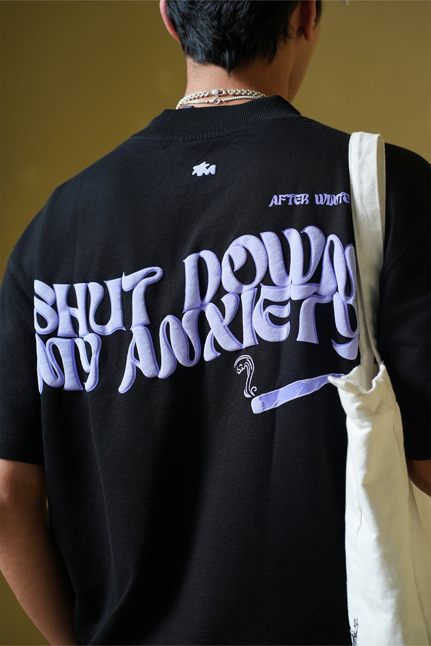 Printed Heavyweight Oversized Black T-Shirt Main Character
