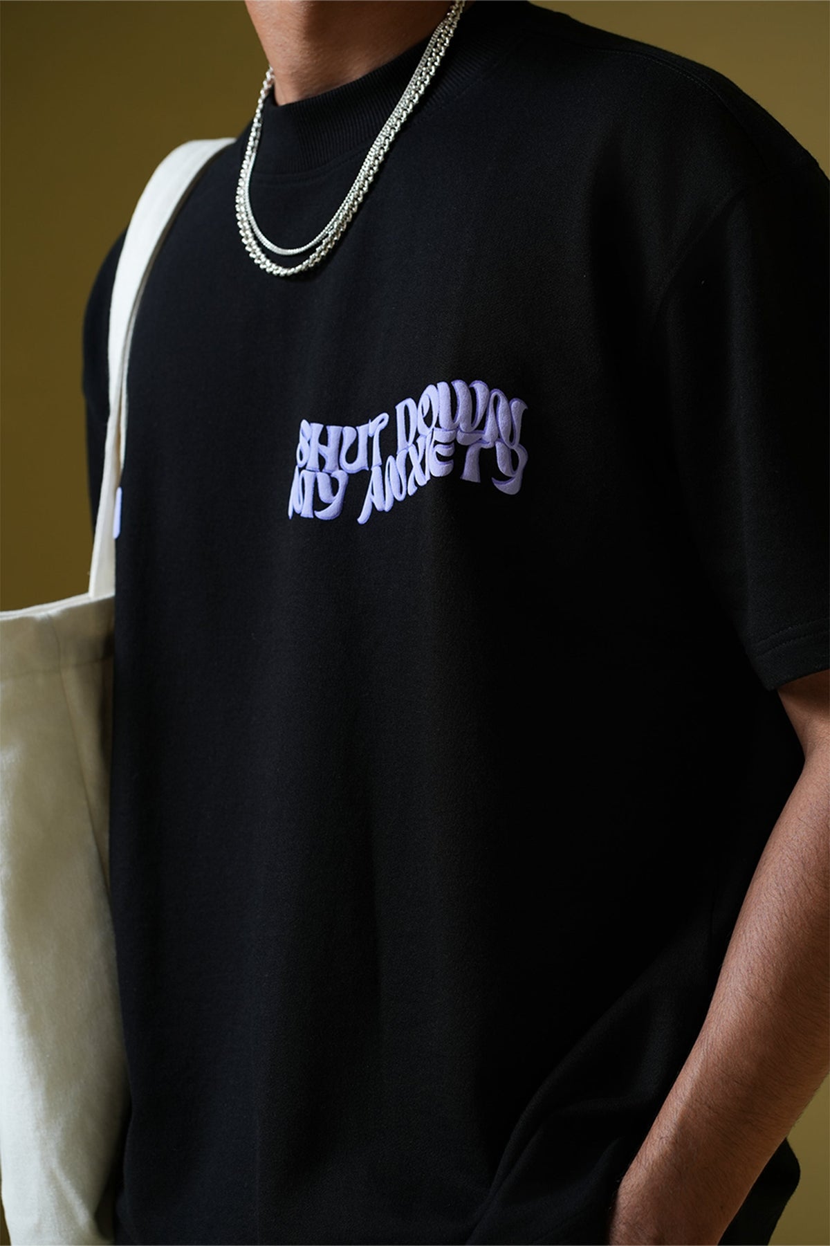 Printed Heavyweight Oversized Black T-Shirt Main Character