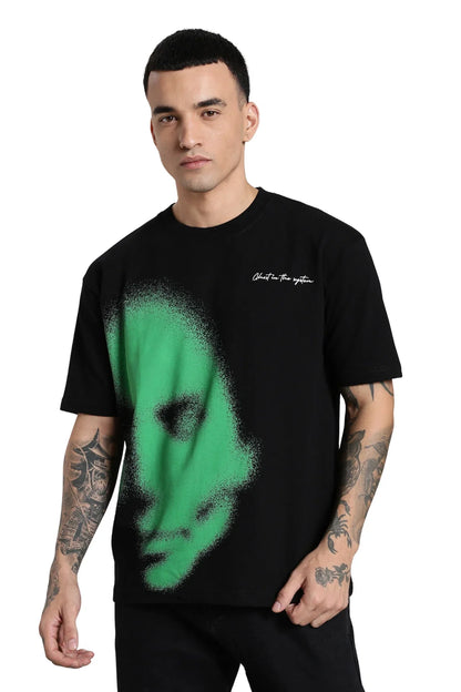 Green Abstract Face T-Shirt