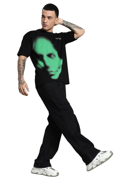 Green Abstract Face T-Shirt