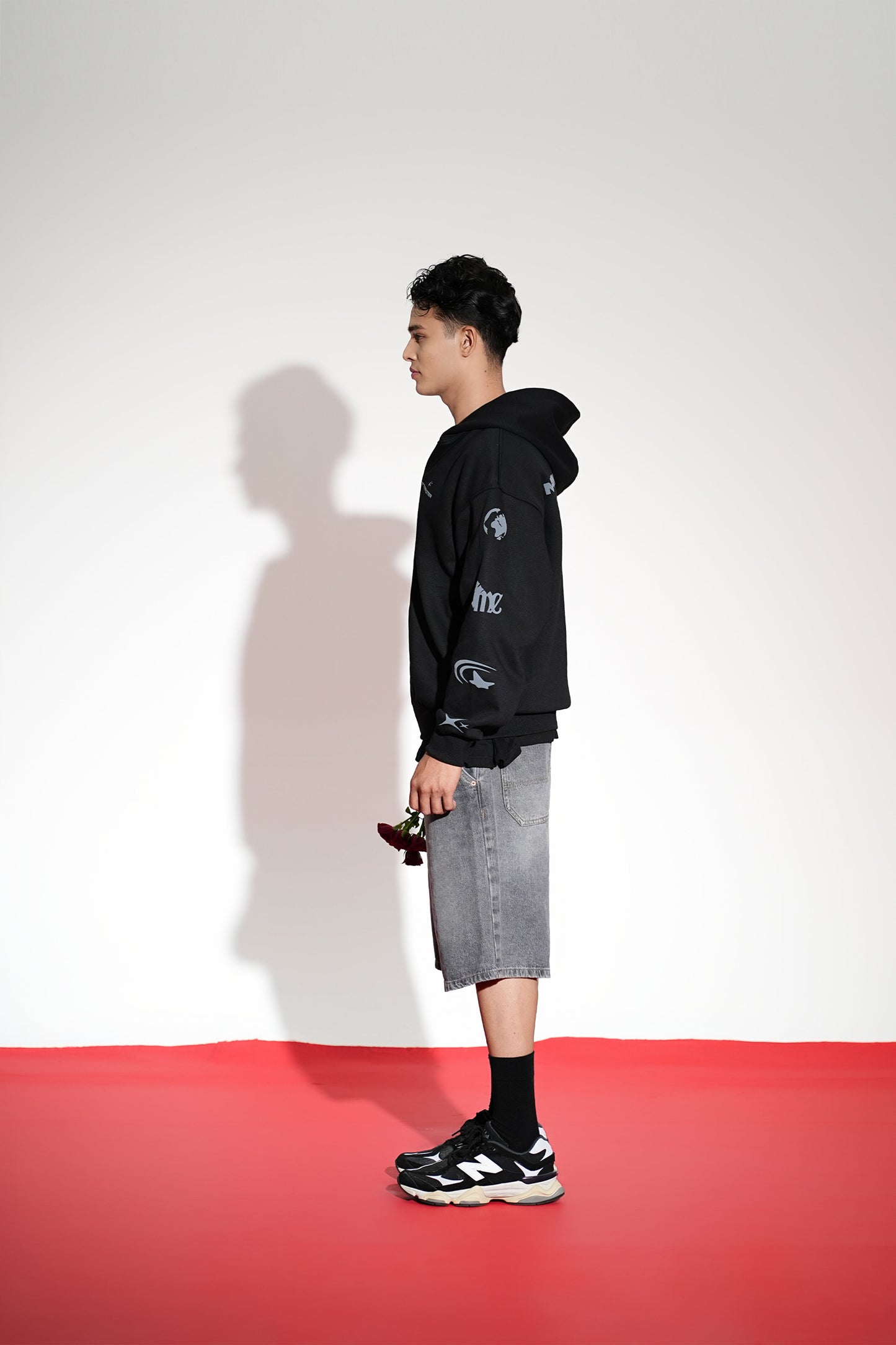 Imperial Printed Black Oversized Zipper Hoodie Main Character