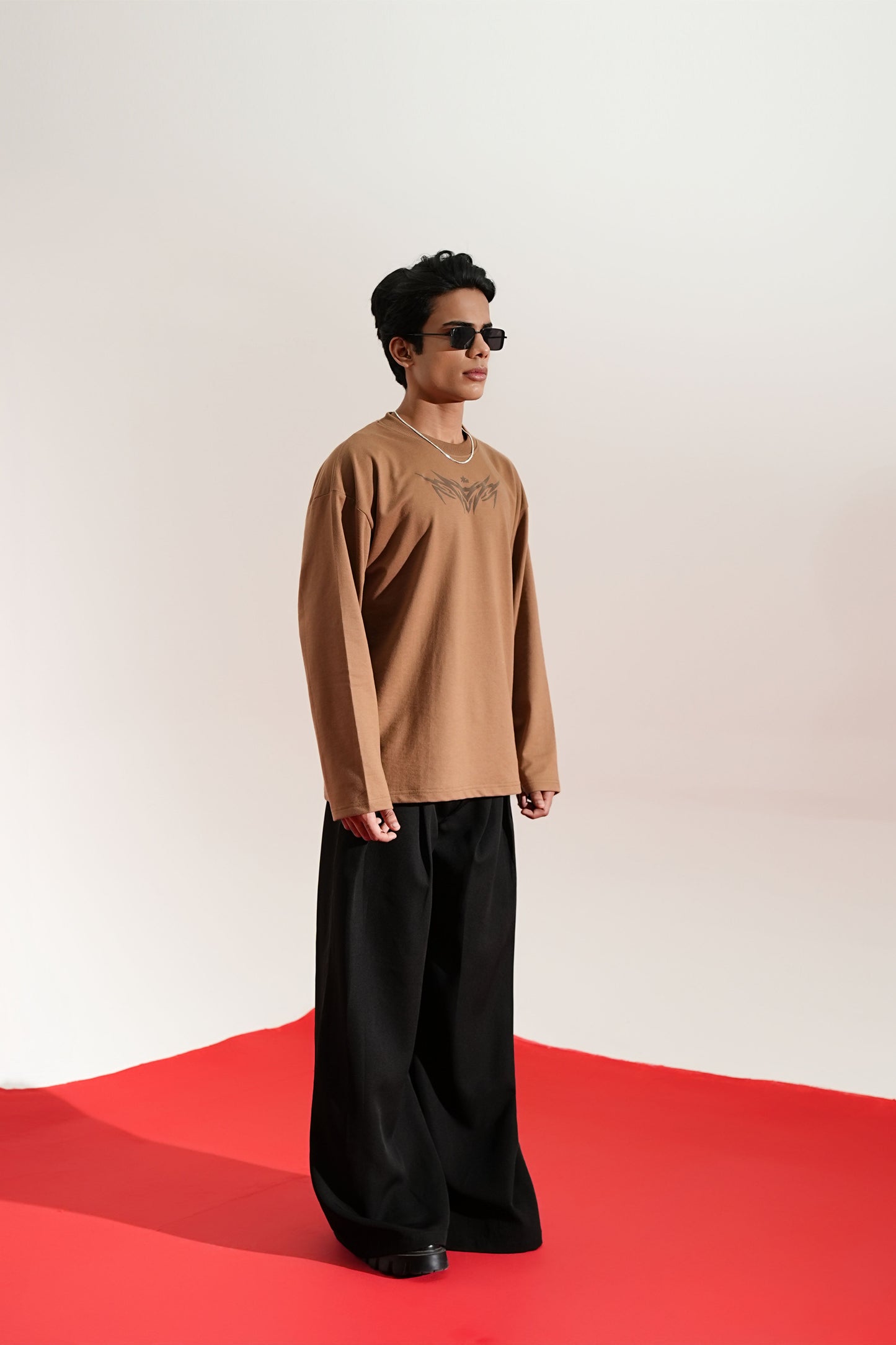 Vengeance Printed Brown Oversized Sweatshirt Main Character