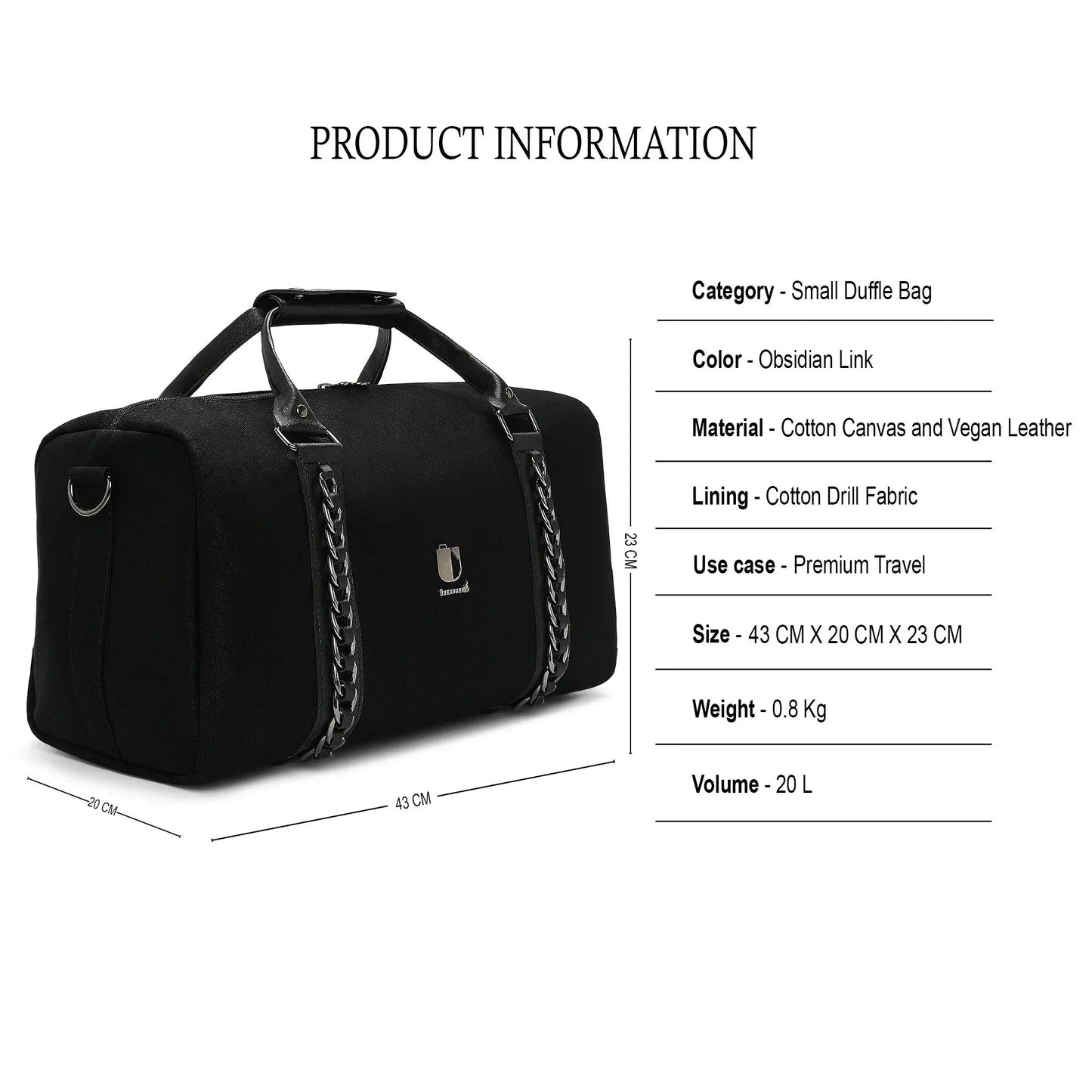 Soul Link - Obsidian Link | Small Duffle Bag / Soft Travel Companion