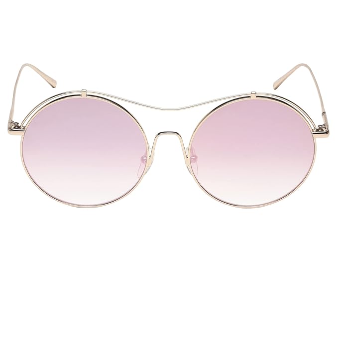 Calvin Klein Gold Full-rim Frame Pink Round Lens Sunglasses